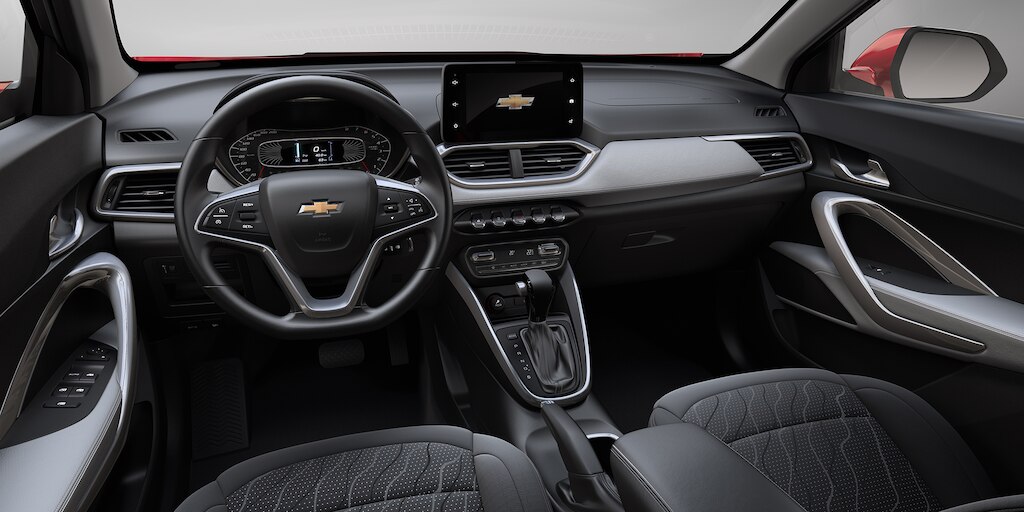 Chevrolet Groove 2024, camioneta pequeña, con interior en tela negro