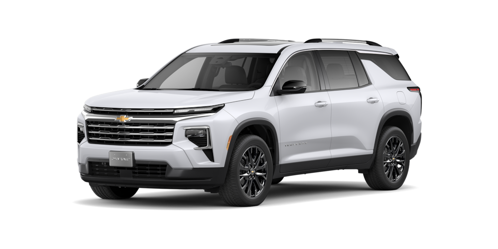 Elige tu nueva Chevrolet Traverse 2024 en color blanco, camioneta familiar para 7 u 8 pasajeros