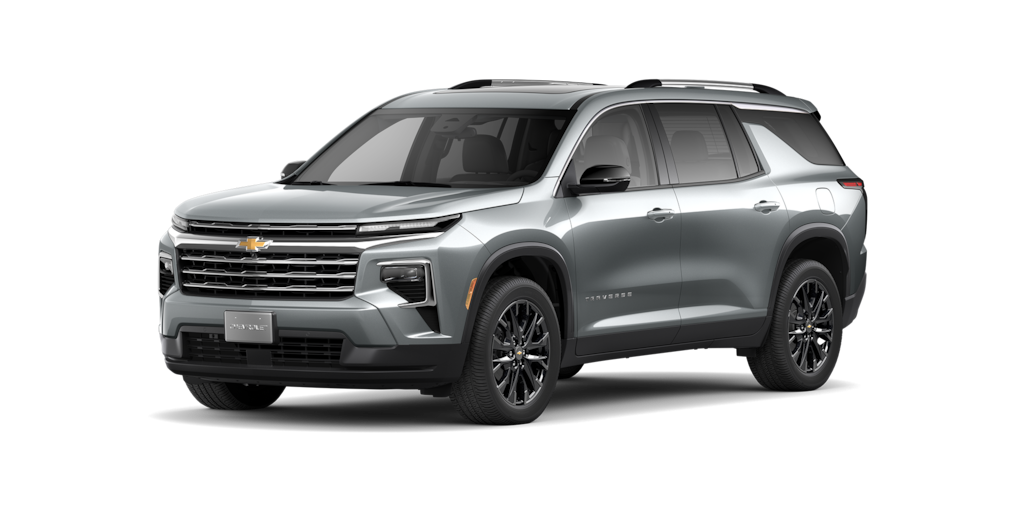 Elige tu nueva Chevrolet Traverse 2024 en color gris tiburón, camioneta familiar para 7 u 8 pasajeros
