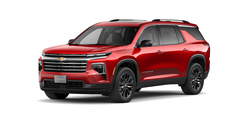 Elige tu nueva Chevrolet Traverse 2024 en color rojo radiante, camioneta familiar para 7 u 8 pasajeros
