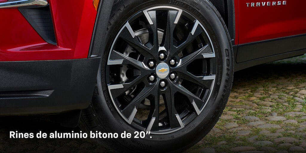 Nueva Chevrolet Traverse 2024, camioneta familiar para 8 pasajeros con rines de aluminio de 20 pulgadas en color bitono