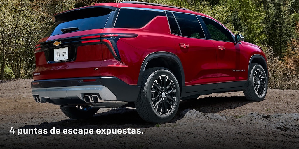 Nueva Chevrolet Traverse 2024, camioneta familiar para 7 u 8 pasajeros con 4 puntas de escape expuestas